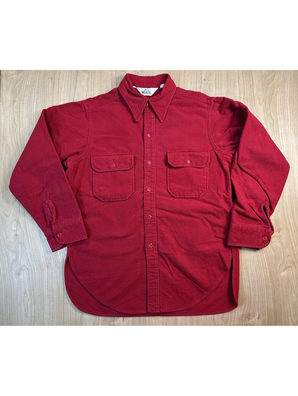 vintage 60s Woolrich red flannel Large botton up Heavy preppy Gorp cotton
